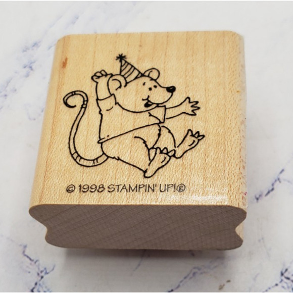 Stampin' Up! Other - Stampin Up Happy Party Mouse Wood Mounted Rubber Stamp